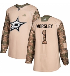Youth Adidas Dallas Stars #1 Gump Worsley Authentic Camo Veterans Day Practice NHL Jersey