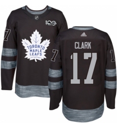 Men's Adidas Toronto Maple Leafs #17 Wendel Clark Authentic Black 1917-2017 100th Anniversary NHL Jersey