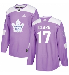 Men's Adidas Toronto Maple Leafs #17 Wendel Clark Authentic Purple Fights Cancer Practice NHL Jersey