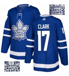 Men's Adidas Toronto Maple Leafs #17 Wendel Clark Authentic Royal Blue Fashion Gold NHL Jersey