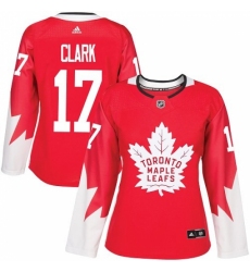 Women's Adidas Toronto Maple Leafs #17 Wendel Clark Authentic Red Alternate NHL Jersey