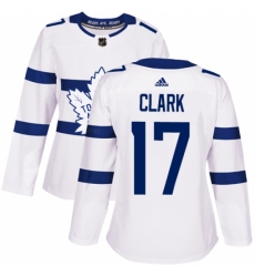 Women's Adidas Toronto Maple Leafs #17 Wendel Clark Authentic White 2018 Stadium Series NHL Jersey