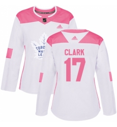 Women's Adidas Toronto Maple Leafs #17 Wendel Clark Authentic White/Pink Fashion NHL Jersey