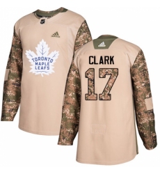 Youth Adidas Toronto Maple Leafs #17 Wendel Clark Authentic Camo Veterans Day Practice NHL Jersey