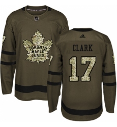 Youth Adidas Toronto Maple Leafs #17 Wendel Clark Authentic Green Salute to Service NHL Jersey