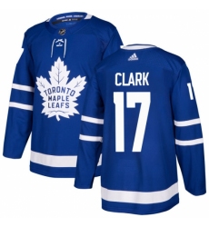 Youth Adidas Toronto Maple Leafs #17 Wendel Clark Authentic Royal Blue Home NHL Jersey