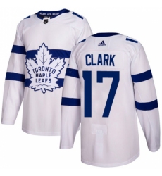 Youth Adidas Toronto Maple Leafs #17 Wendel Clark Authentic White 2018 Stadium Series NHL Jersey