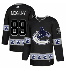 Men's Adidas Vancouver Canucks #89 Alexander Mogilny Authentic Black Team Logo Fashion NHL Jersey
