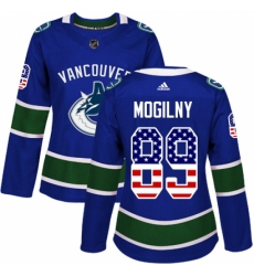 Women's Adidas Vancouver Canucks #89 Alexander Mogilny Authentic Blue USA Flag Fashion NHL Jersey Women's Adidas Vancouver Canucks #89 Alexander Mogilny Authentic Blue USA Flag Fashion NHL Jersey