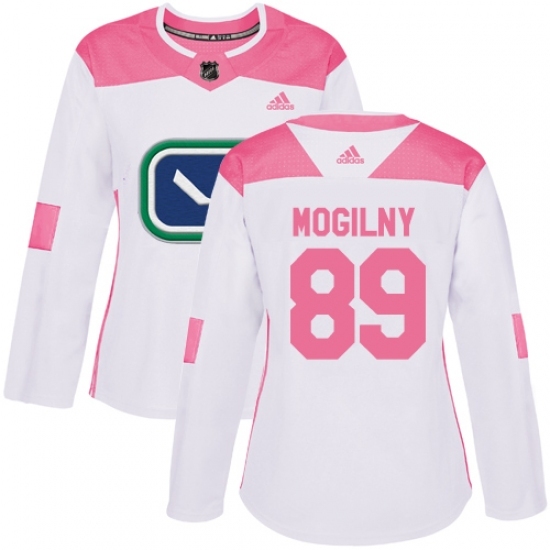 Women's Adidas Vancouver Canucks #89 Alexander Mogilny Authentic White/Pink Fashion NHL Jersey Women's Adidas Vancouver Canucks #89 Alexander Mogilny Authentic White/Pink Fashion NHL Jersey