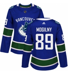 Women's Adidas Vancouver Canucks #89 Alexander Mogilny Premier Blue Home NHL Jersey