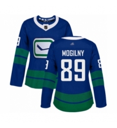 Women's Vancouver Canucks #89 Alexander Mogilny Authentic Royal Blue Alternate Hockey Jersey
