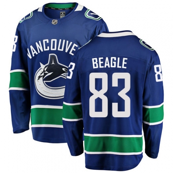 Men's Vancouver Canucks #83 Jay Beagle Fanatics Branded Blue Home Breakaway NHL Jersey Men's Vancouver Canucks #83 Jay Beagle Fanatics Branded Blue Home Breakaway NHL Jersey