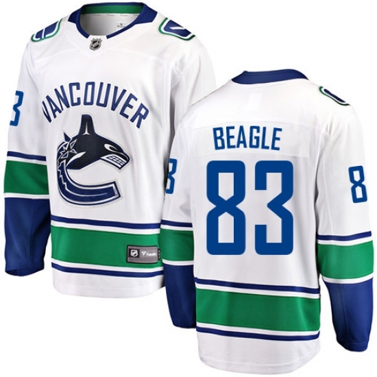 Men's Vancouver Canucks #83 Jay Beagle Fanatics Branded White Away Breakaway NHL Jersey Men's Vancouver Canucks #83 Jay Beagle Fanatics Branded White Away Breakaway NHL Jersey