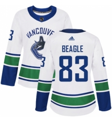 Women's Adidas Vancouver Canucks #83 Jay Beagle Authentic White Away NHL Jersey