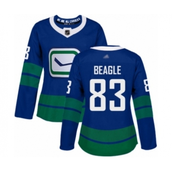 Women's Vancouver Canucks #83 Jay Beagle Authentic Royal Blue Alternate Hockey Jersey Women's Vancouver Canucks #83 Jay Beagle Authentic Royal Blue Alternate Hockey Jersey