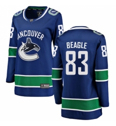 Women's Vancouver Canucks #83 Jay Beagle Fanatics Branded Blue Home Breakaway NHL Jersey Women's Vancouver Canucks #83 Jay Beagle Fanatics Branded Blue Home Breakaway NHL Jersey