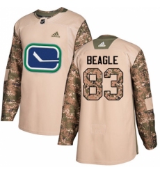 Youth Adidas Vancouver Canucks #83 Jay Beagle Authentic Camo Veterans Day Practice NHL Jersey