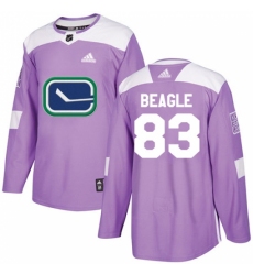 Youth Adidas Vancouver Canucks #83 Jay Beagle Authentic Purple Fights Cancer Practice NHL Jersey