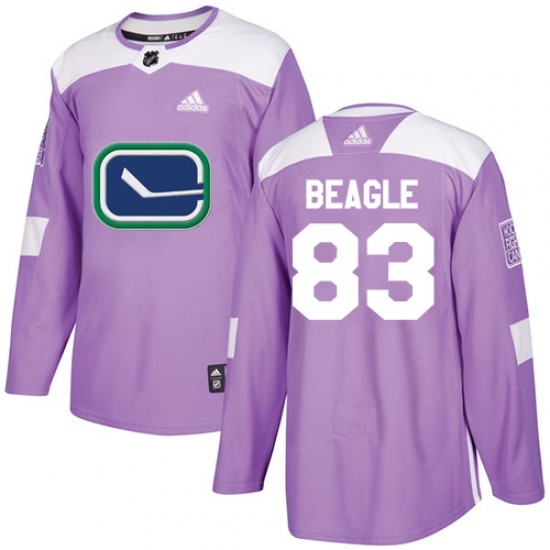 Youth Adidas Vancouver Canucks #83 Jay Beagle Authentic Purple Fights Cancer Practice NHL Jersey Youth Adidas Vancouver Canucks #83 Jay Beagle Authentic Purple Fights Cancer Practice NHL Jersey