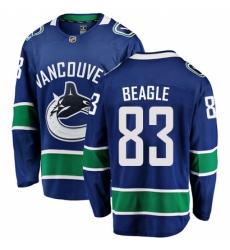 Youth Vancouver Canucks #83 Jay Beagle Fanatics Branded Blue Home Breakaway NHL Jersey