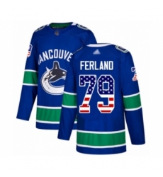 Men's Vancouver Canucks #79 Michael Ferland Authentic Blue USA Flag Fashion Hockey Jersey
