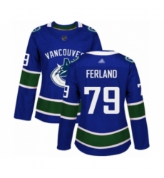 Women's Vancouver Canucks #79 Michael Ferland Authentic Blue Home Hockey Jersey