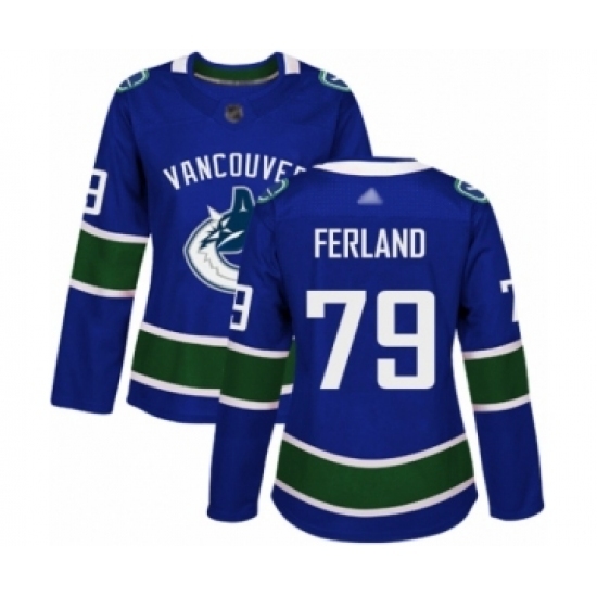 Women's Vancouver Canucks #79 Michael Ferland Authentic Blue Home Hockey Jersey Women's Vancouver Canucks #79 Michael Ferland Authentic Blue Home Hockey Jersey