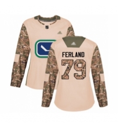 Women's Vancouver Canucks #79 Michael Ferland Authentic Camo Veterans Day Practice Hockey Jersey