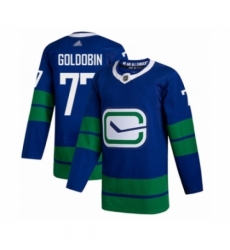 Men's Vancouver Canucks #77 Nikolay Goldobin Authentic Royal Blue Alternate Hockey Jersey