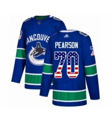 Men's Vancouver Canucks #70 Tanner Pearson Authentic Blue USA Flag Fashion Hockey Jersey