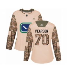 Women's Vancouver Canucks #70 Tanner Pearson Authentic Camo Veterans Day Practice Hockey Jersey