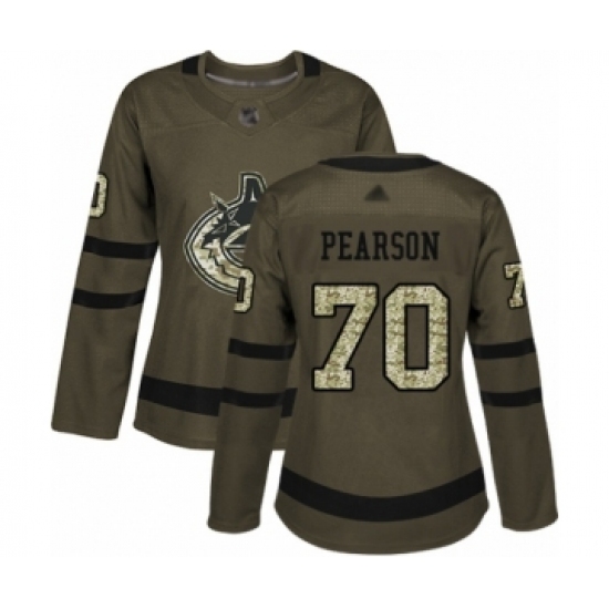 Women's Vancouver Canucks #70 Tanner Pearson Authentic Green Salute to Service Hockey Jersey Women's Vancouver Canucks #70 Tanner Pearson Authentic Green Salute to Service Hockey Jersey