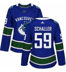 Women's Adidas Vancouver Canucks #59 Tim Schaller Authentic Blue Home NHL Jersey