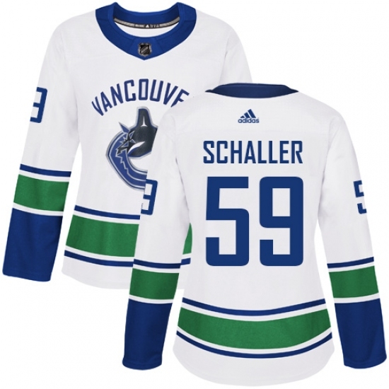 Women's Adidas Vancouver Canucks #59 Tim Schaller Authentic White Away NHL Jersey Women's Adidas Vancouver Canucks #59 Tim Schaller Authentic White Away NHL Jersey