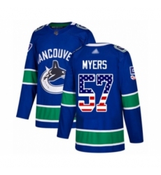 Men's Vancouver Canucks #57 Tyler Myers Authentic Blue USA Flag Fashion Hockey Jersey