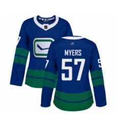 Women's Vancouver Canucks #57 Tyler Myers Authentic Royal Blue Alternate Hockey Jersey