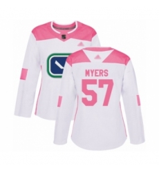Women's Vancouver Canucks #57 Tyler Myers Authentic White Pink Fashion Hockey Jersey