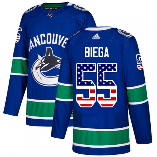 Men's Adidas Vancouver Canucks #55 Alex Biega Authentic Blue USA Flag Fashion NHL Jersey Men's Adidas Vancouver Canucks #55 Alex Biega Authentic Blue USA Flag Fashion NHL Jersey