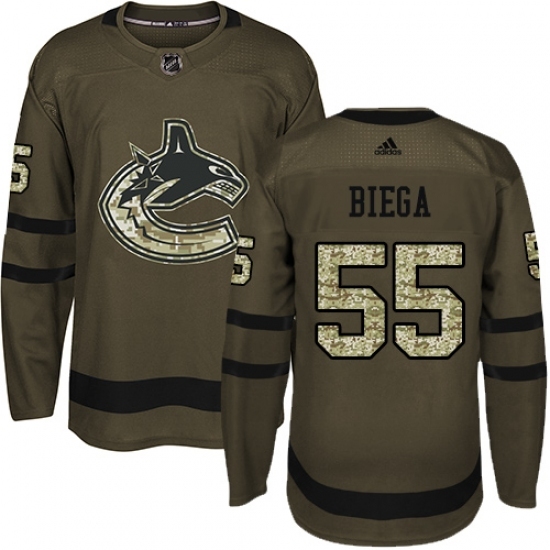 Men's Adidas Vancouver Canucks #55 Alex Biega Authentic Green Salute to Service NHL Jersey Men's Adidas Vancouver Canucks #55 Alex Biega Authentic Green Salute to Service NHL Jersey