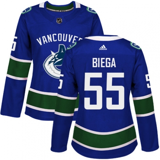 Women's Adidas Vancouver Canucks #55 Alex Biega Authentic Blue Home NHL Jersey Women's Adidas Vancouver Canucks #55 Alex Biega Authentic Blue Home NHL Jersey
