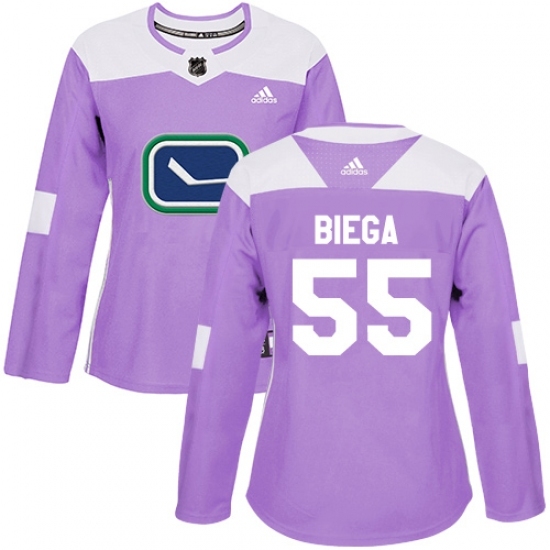 Women's Adidas Vancouver Canucks #55 Alex Biega Authentic Purple Fights Cancer Practice NHL Jersey Women's Adidas Vancouver Canucks #55 Alex Biega Authentic Purple Fights Cancer Practice NHL Jersey