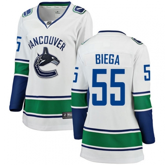 Women's Vancouver Canucks #55 Alex Biega Fanatics Branded White Away Breakaway NHL Jersey Women's Vancouver Canucks #55 Alex Biega Fanatics Branded White Away Breakaway NHL Jersey
