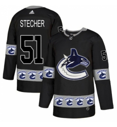 Men's Adidas Vancouver Canucks #51 Troy Stecher Authentic Black Team Logo Fashion NHL Jersey