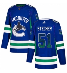 Men's Adidas Vancouver Canucks #51 Troy Stecher Authentic Blue Drift Fashion NHL Jersey