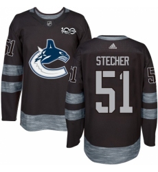 Men's Adidas Vancouver Canucks #51 Troy Stecher Premier Black 1917-2017 100th Anniversary NHL Jersey