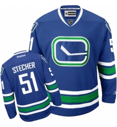 Men's Reebok Vancouver Canucks #51 Troy Stecher Authentic Royal Blue Third NHL Jersey