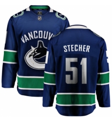Men's Vancouver Canucks #51 Troy Stecher Fanatics Branded Blue Home Breakaway NHL Jersey