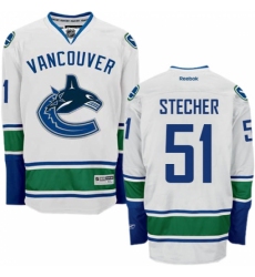 Women's Reebok Vancouver Canucks #51 Troy Stecher Authentic White Away NHL Jersey