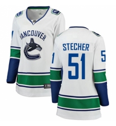 Women's Vancouver Canucks #51 Troy Stecher Fanatics Branded White Away Breakaway NHL Jersey